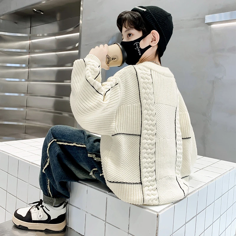 痞帅男童毛衣秋装2025新款儿童秋装上衣中大童冬季针织衫洋气潮