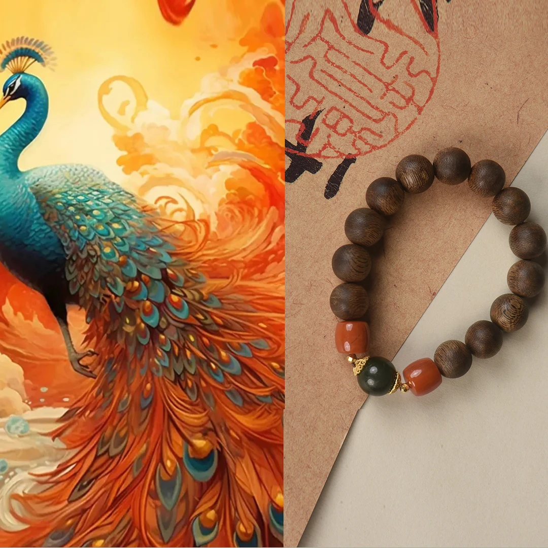 鸿运*莺歌绿奇楠手串古风原创设计