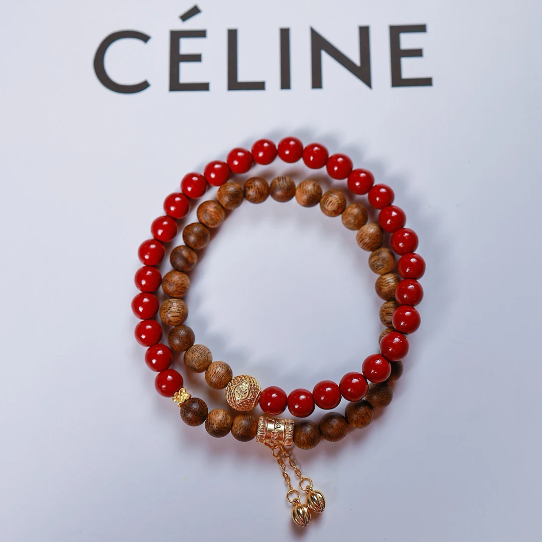 天然辰砂两世合欢*天然帝王砂手串原创古风设计