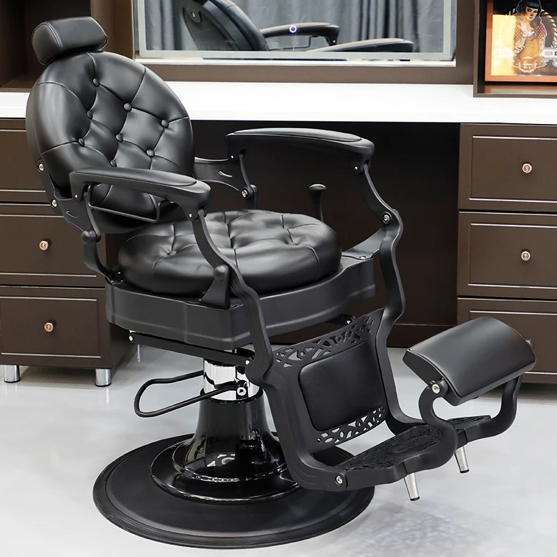 男士复古油头椅理发店剪发椅子美发店可放倒凳子barber发廊专用