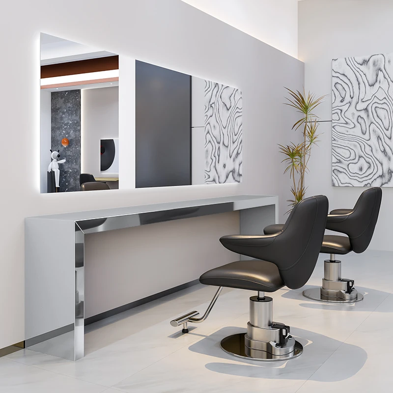 简约理发店镜台发廊剪发单面镜台美发店烫染镜台高端影楼大通镜子