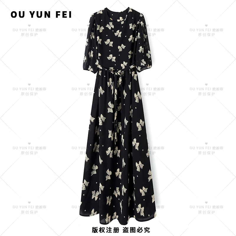 高级感连衣裙夏季显瘦气质穿搭时尚轻奢女装优雅高档长裙F1377