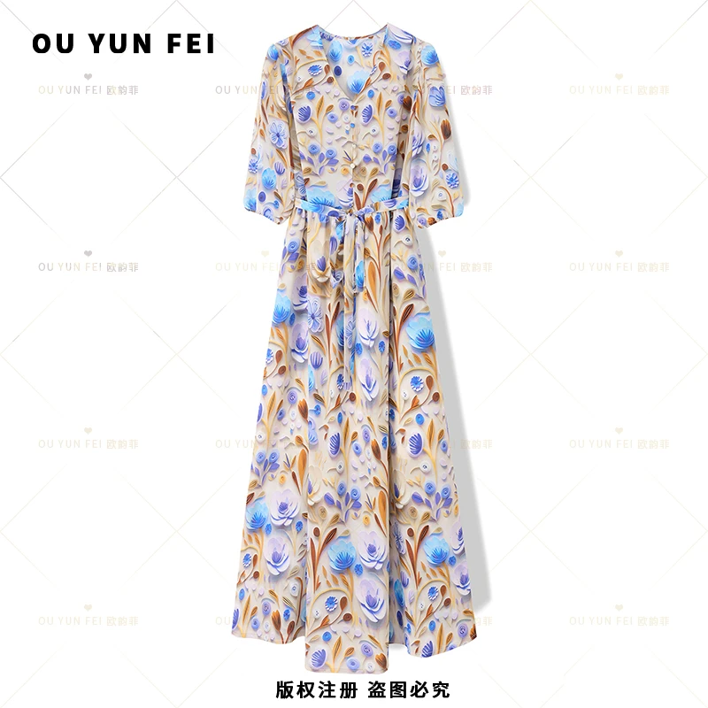 连衣裙女夏季新款气质温柔风穿搭高级感时尚显瘦轻奢长裙子X9066