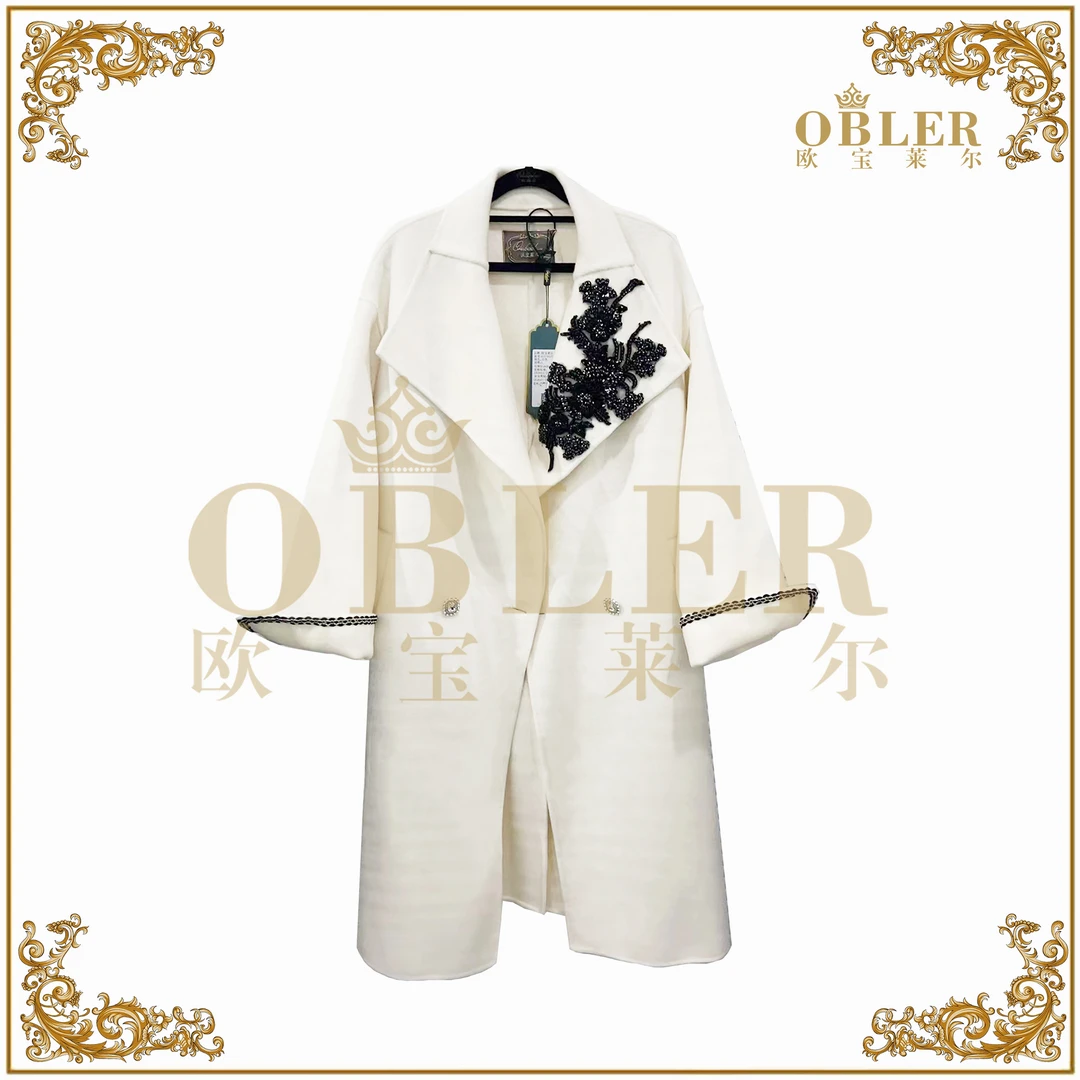 OBLE2024新款气质时尚轻奢重工女装大衣415-9037-2