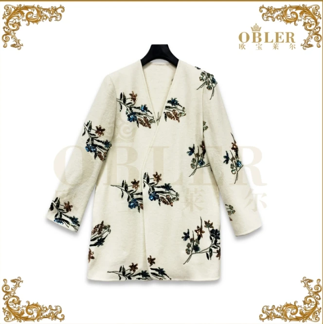 【欧宝莱尔】OBLER2024秋冬新款气质轻奢重工外套328-1226