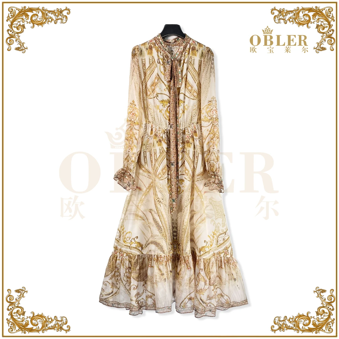 OBLE2025新款时尚气质轻奢优雅真丝女装连衣裙305-24154