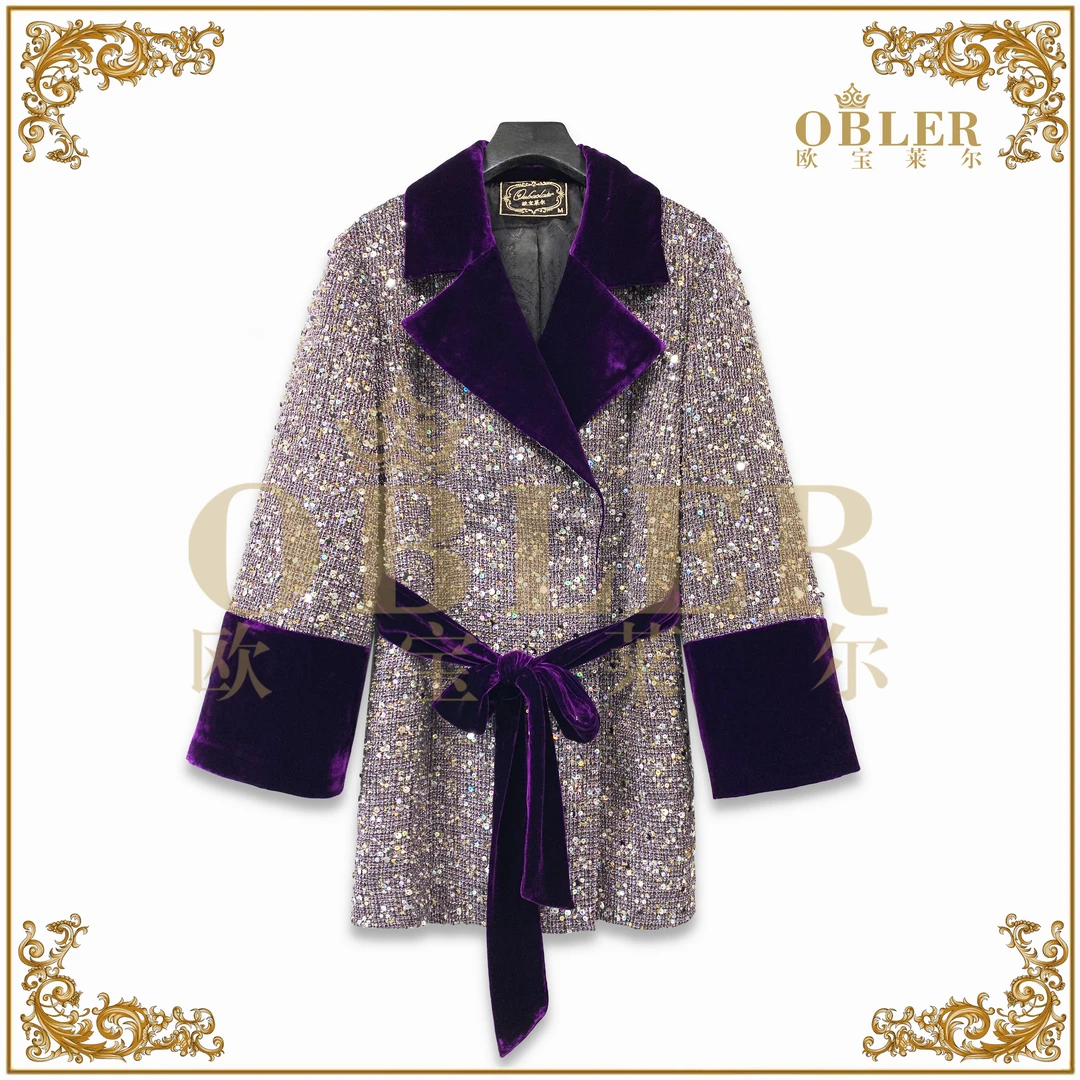 【欧宝莱尔】2025初秋新款气质时尚轻奢女装重工外套 305-24891