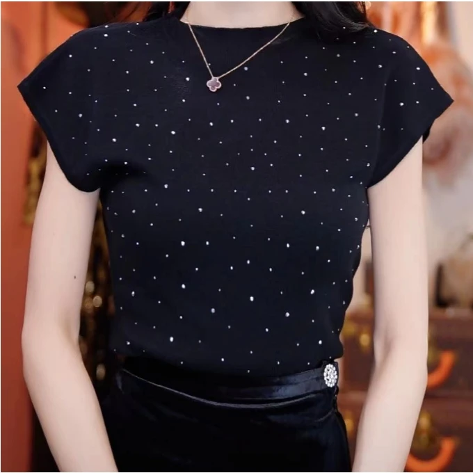 OBLE2024新款气质百搭长袖满钻打底上衣081-W701