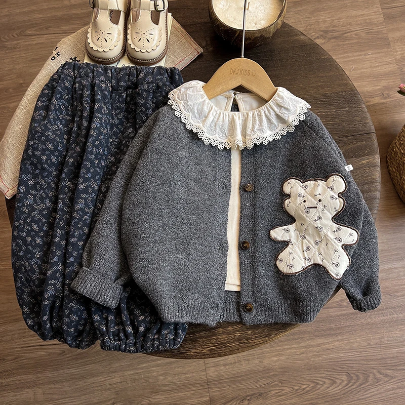 女童针织开衫2024新款儿童毛衣秋季女宝宝秋装上衣女孩外套春秋款