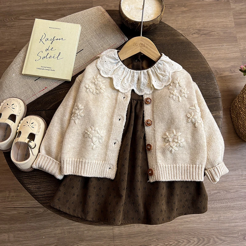 森系女童毛衣2024新款儿童秋装女孩针织开衫秋季女宝宝外套春秋款