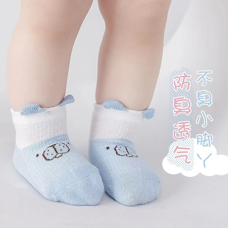 婴儿袜子春秋薄款透气棉袜中筒0-3个月新生儿宝宝袜夏季袜浅口袜