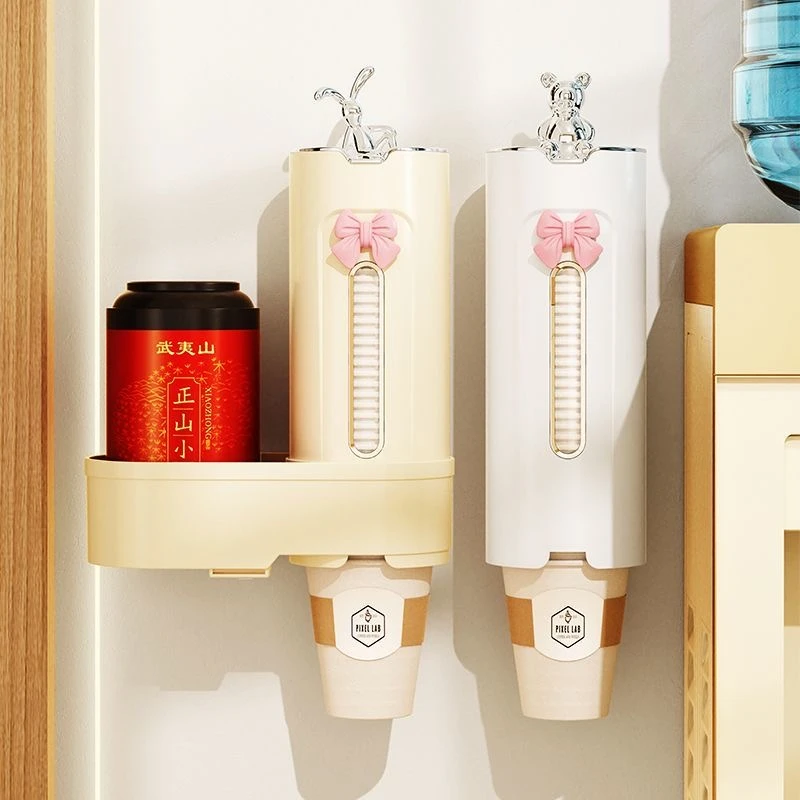 一次性杯子架自动取杯器自动饮水机杯子架免打孔壁挂收纳盒置物架