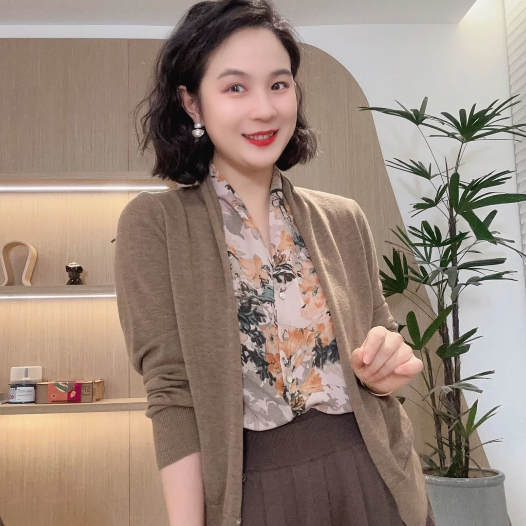 【水墨画贵妃领】早秋假二件针织开衫百搭时尚轻奢#DQ6387