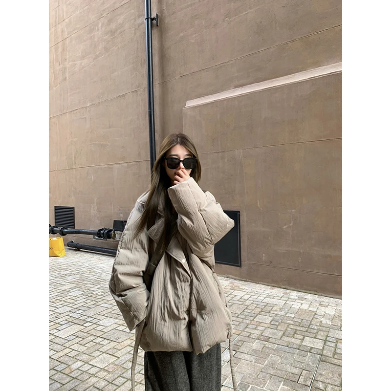 小君君布兰妮 雾岛观雪/新色奶茶灰私服保暖外套Uma调绑带羽绒服