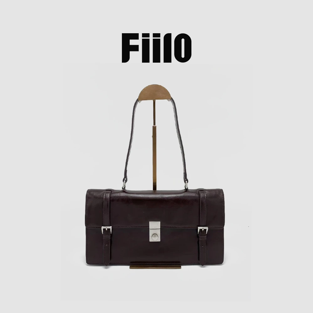 【Fiilo菲洛高奢】A36深棕色简约百搭通勤风托特包女士单肩包