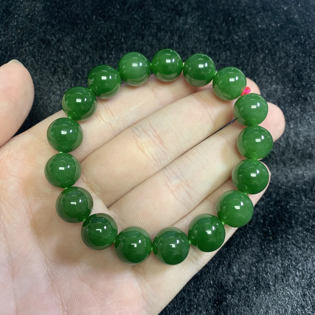 俄罗斯碧玉辣阳绿手串 12*17颗 47.4g【24/11/14】