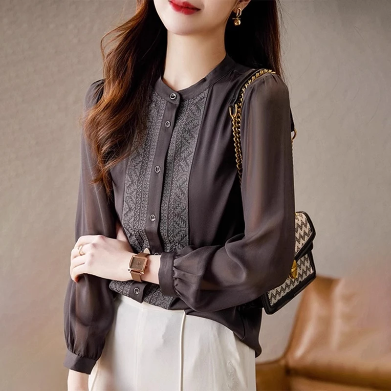 欧货高端女士衬衫2024秋季新款大码宽松休闲洋气减龄设计感上衣