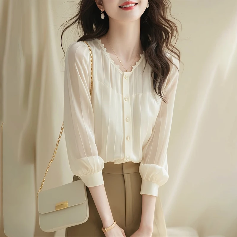 法式女士衬衫2025早春季新款大码宽松休闲显瘦遮肚子通勤漂亮小衫