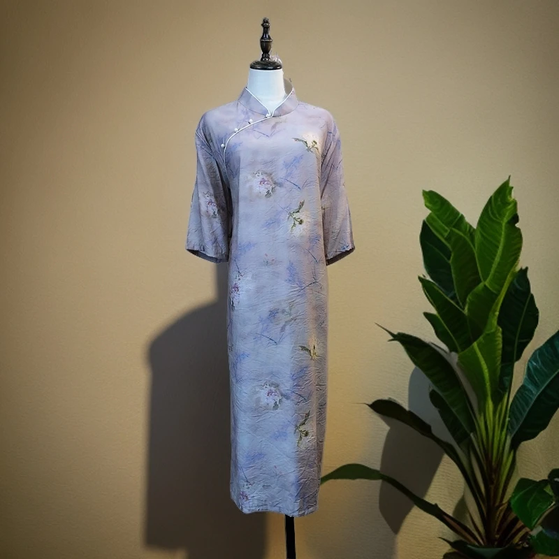 【大码旗袍双层有里衬180斤200斤能穿】日常气质网红时尚夏季重磅