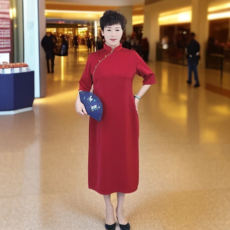 【喜事登门】醋酸缎大码旗袍喜婆婆喜妈妈婚庆200斤能穿显瘦气质