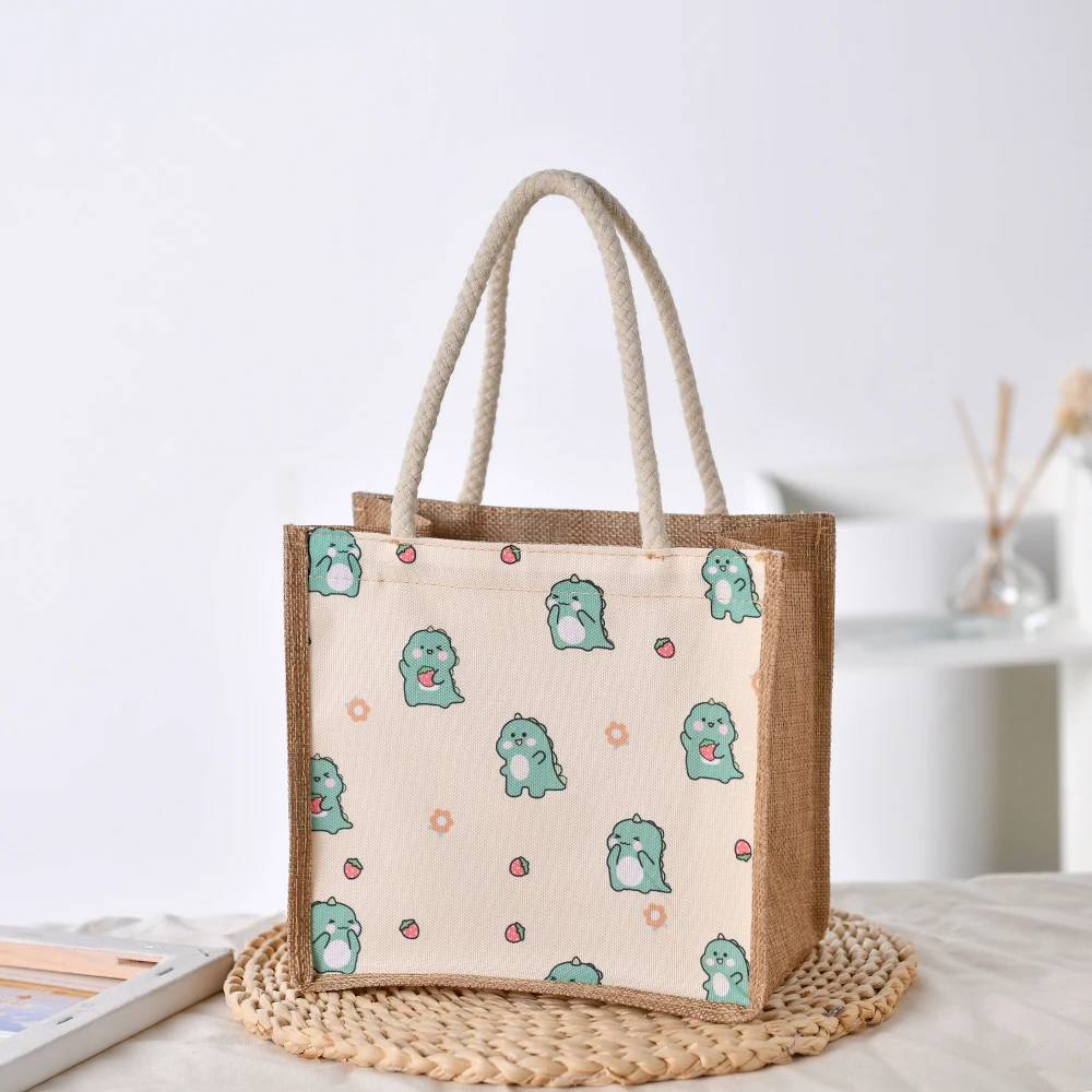 日系帆布包女包包便携大容量购物袋可爱带饭包饭盒袋手提袋子