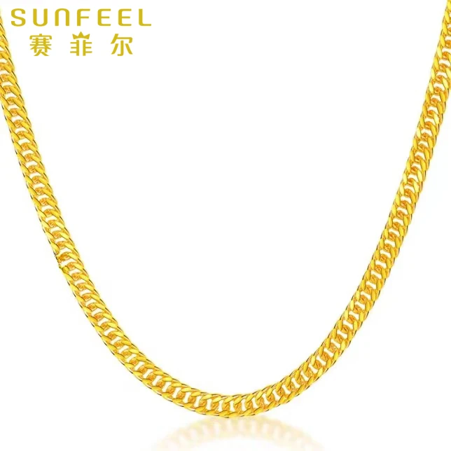 SUNFEEL/赛菲尔万足®足金黄金古巴男士项链万能链时尚百搭简约