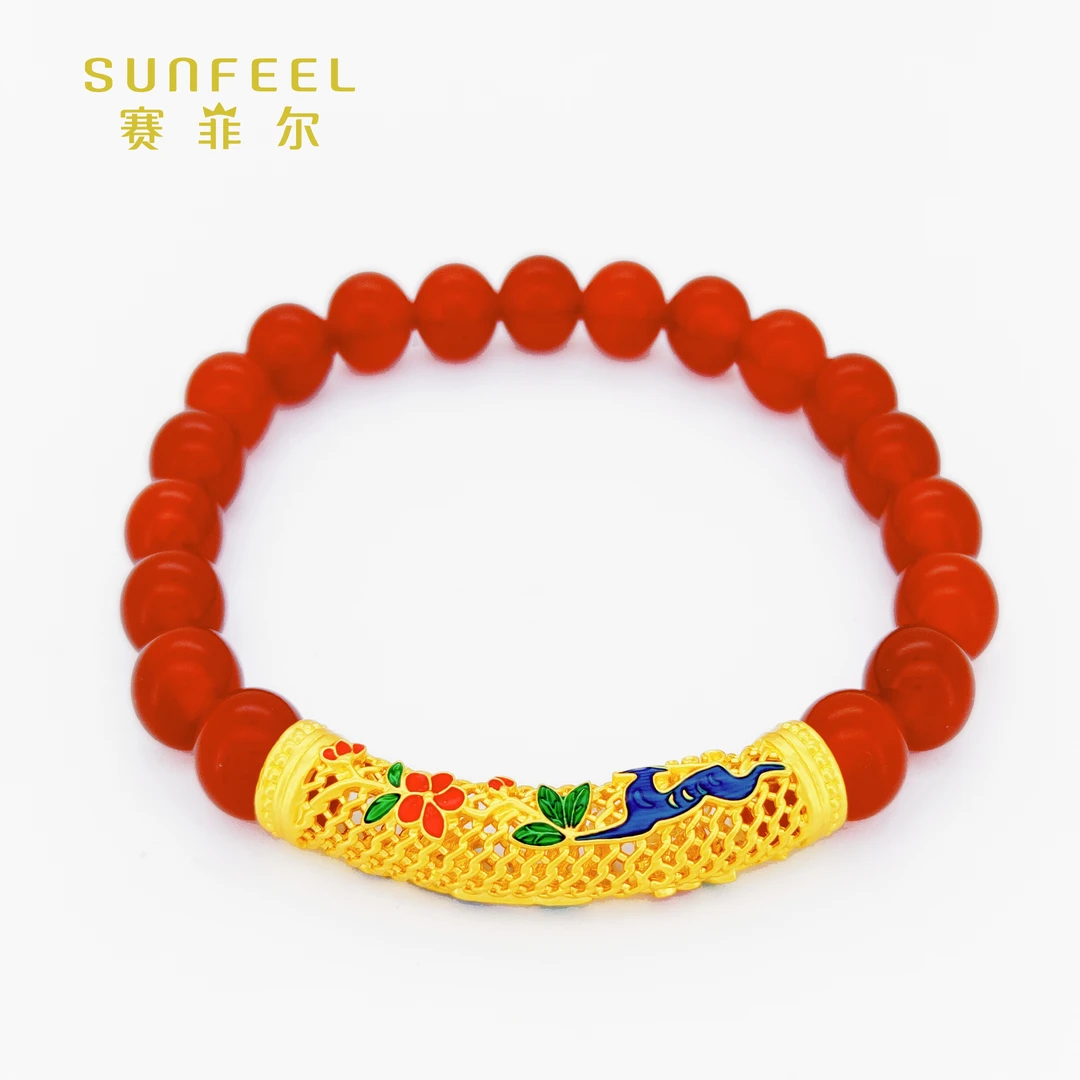 SUNFEEL/赛菲尔黄金足金弯管3D硬金工艺弯管手串转运大气黄金