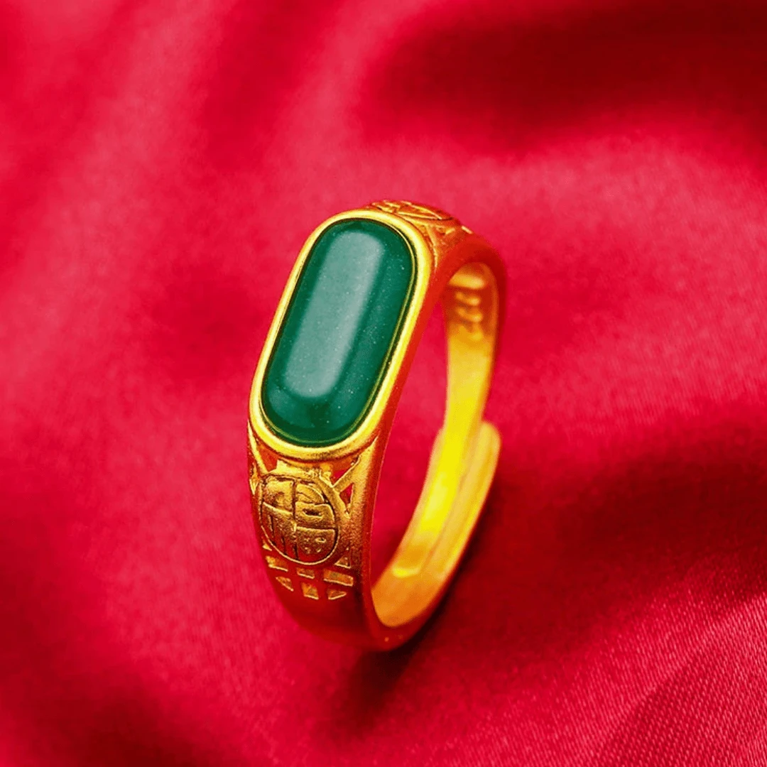 合金戒指 合金戒指 小号镂空绿石福子戒指