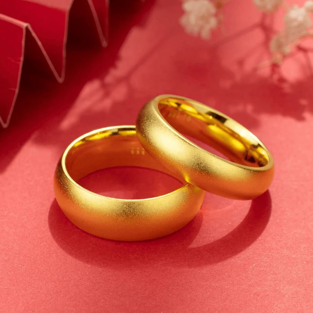 合金戒指 时尚闭口磨砂戒指古法传承光面素款哑光情侣戒指经典