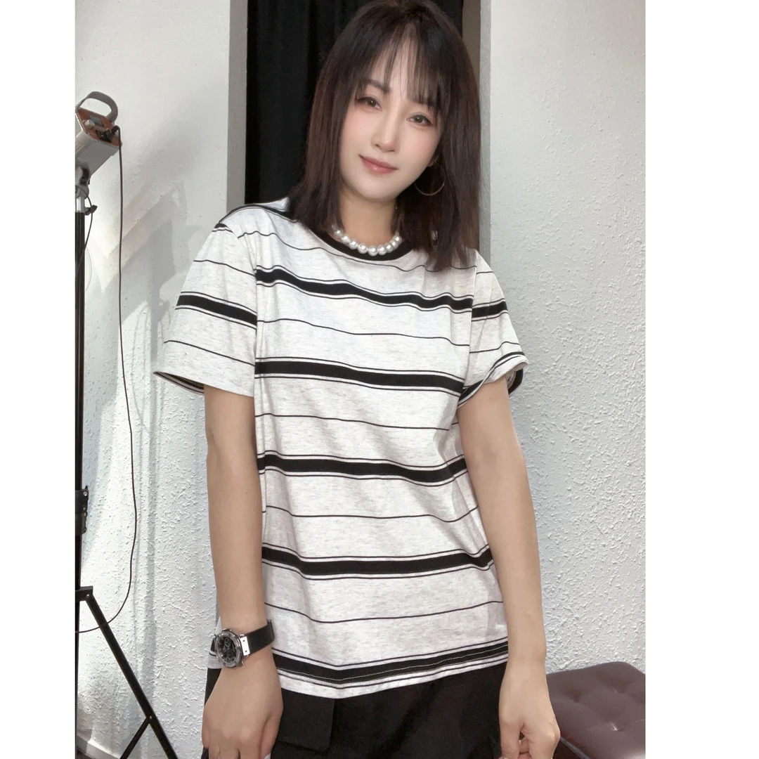 暖暖家休闲大板横条纹半袖裙