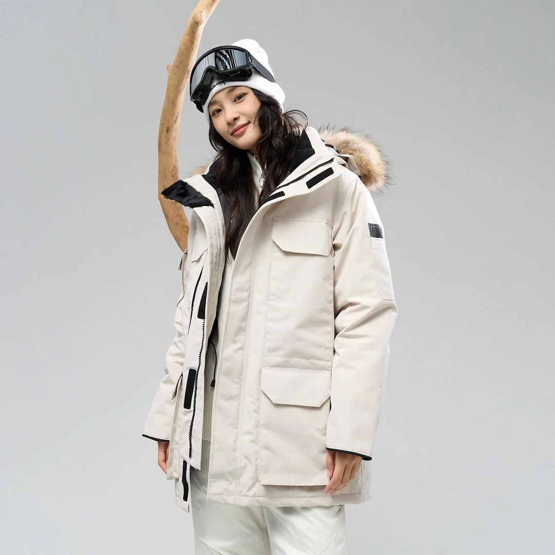羽小白工装派克羽绒服工装户外女情侣款加厚极寒