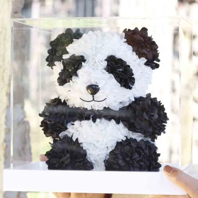 情人节礼物熊猫永生花公仔摆件礼物纪念日生日求婚送女友闺蜜告白