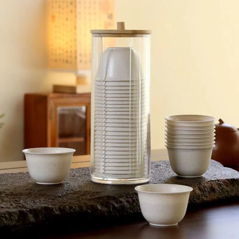 稻香杯一次性功夫茶杯耐高温加厚防烫家用办公品茗杯带杯架敬茶杯