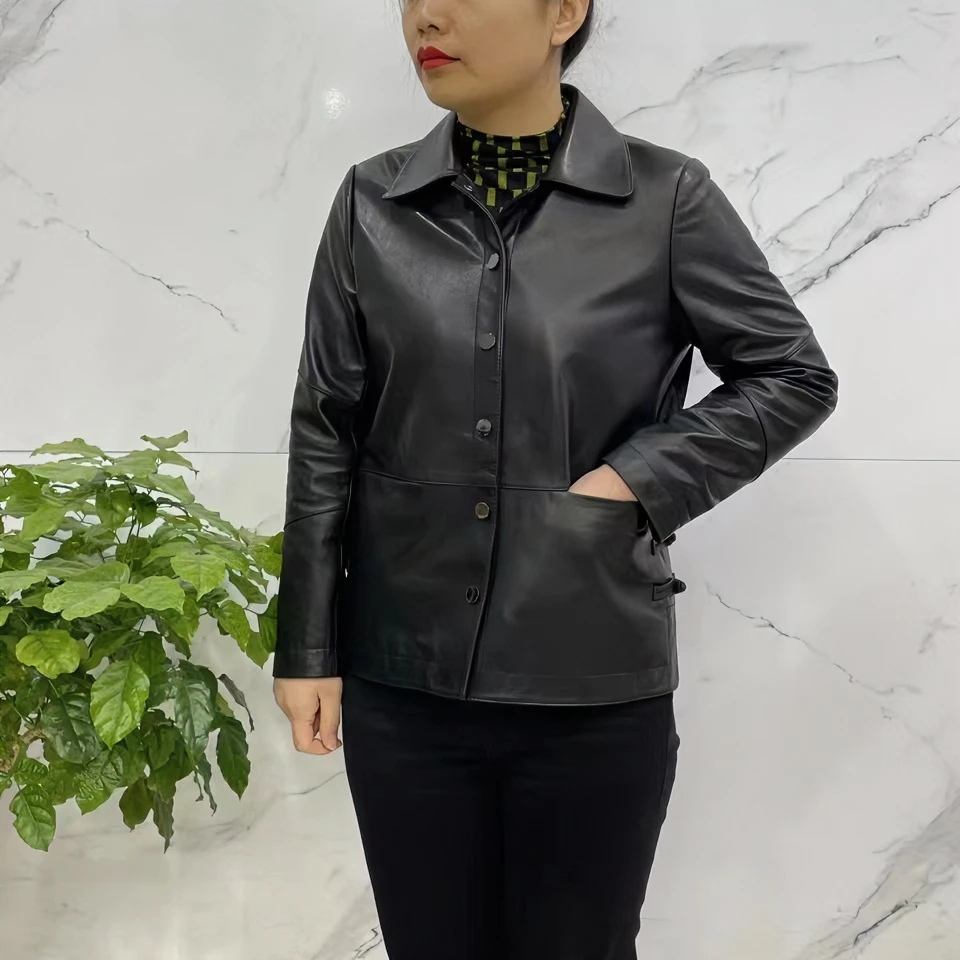 23年春节新款女士短款休闲绵羊皮夹克610