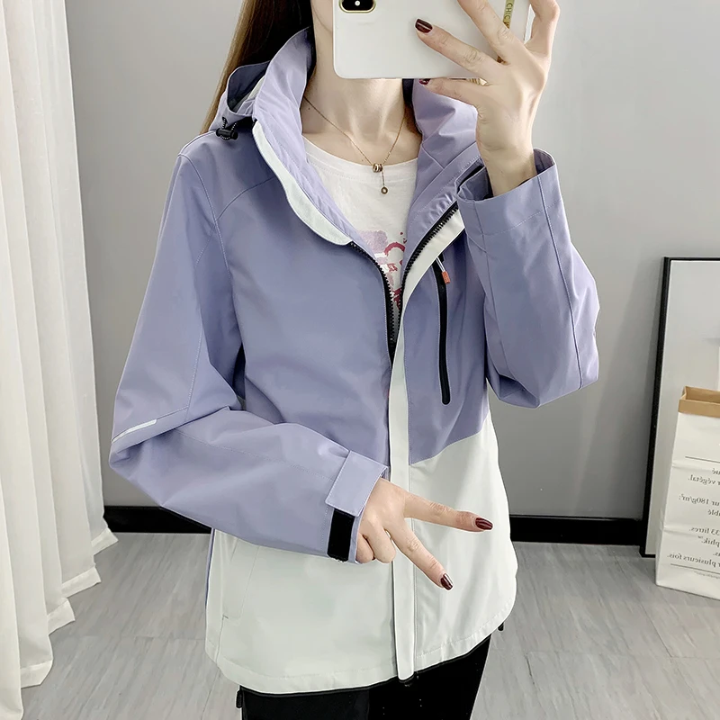 冲锋衣女薄款2023春秋新品潮小个子外套防风防水户外登山服矮个子
