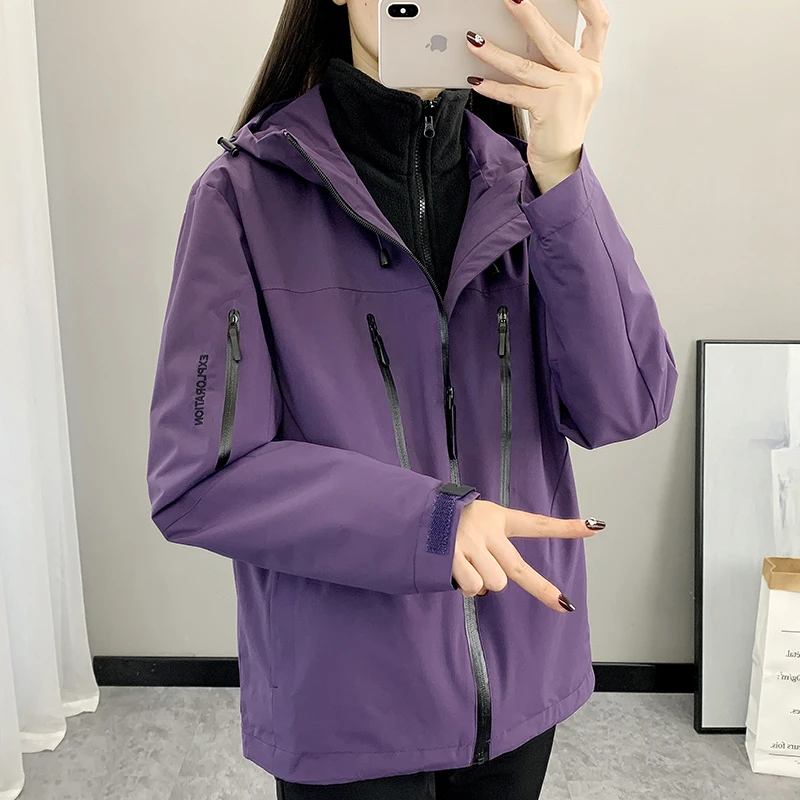 冲锋衣女三合一加厚加绒可拆卸防风防水登山服户外情侣保暖两件套