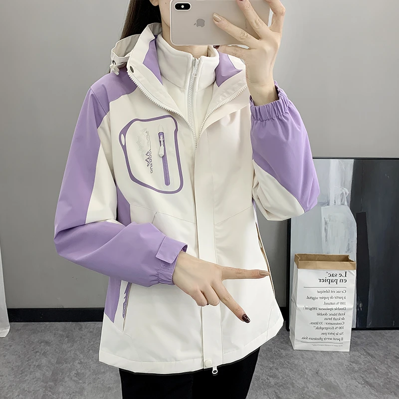 冲锋衣女三合一可拆卸防风防水登山服户外情侣外套女款两件套