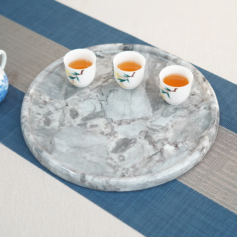 青云直上干泡台茶盘家用小型沥水中式圆形奢石泡茶盘随机纹理发货
