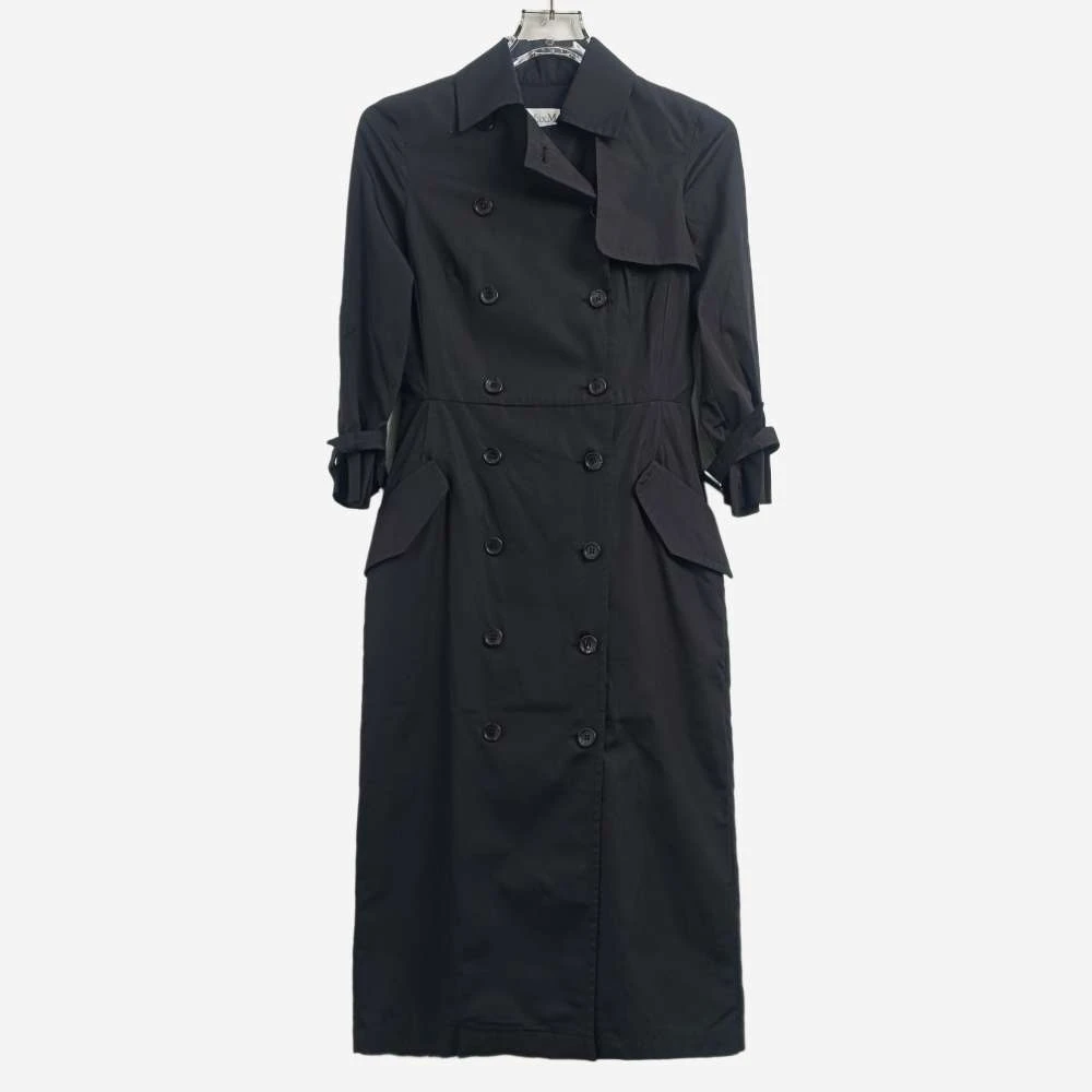 000856 Maxmara 纯色束腰风衣黑色 34码 原价13500 99新