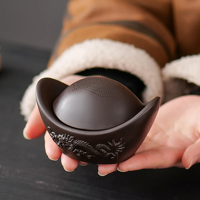 紫砂创意茶滤器茶漏托陶瓷功夫茶具茶叶过滤网茶隔茶道零配件