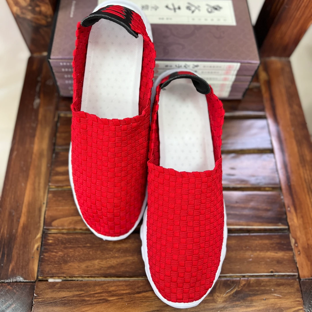 夏季运动休闲鞋女懒人鞋透气编织鞋皮筋弹妈妈登山跑步跳舞鞋 918