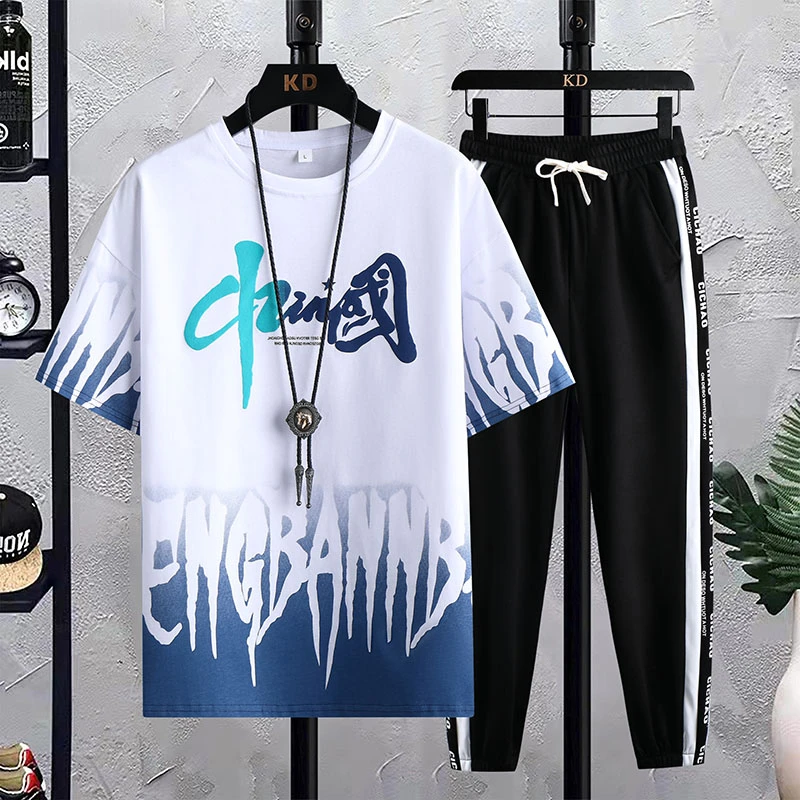 青少年夏季高中初中学生短袖t恤男大童帅气夏装衣服男装运动套装