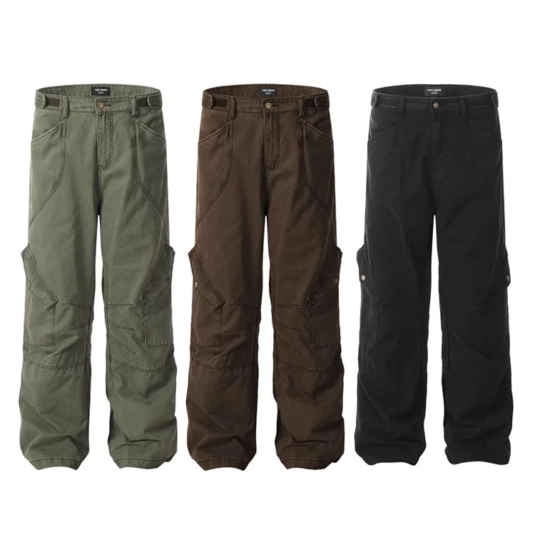 美拉德重磅美式工装裤男秋冬宽松直筒复古高街头潮牌伞兵裤阔腿裤