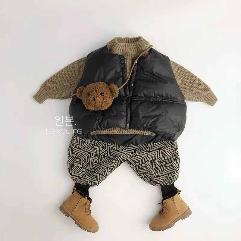 nana儿童韩版ins软面包服黑色马甲