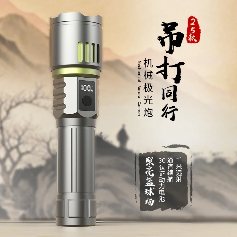 CLOWICSR新款强光手电筒充电户外超亮巡逻便携超长续航变焦光远射