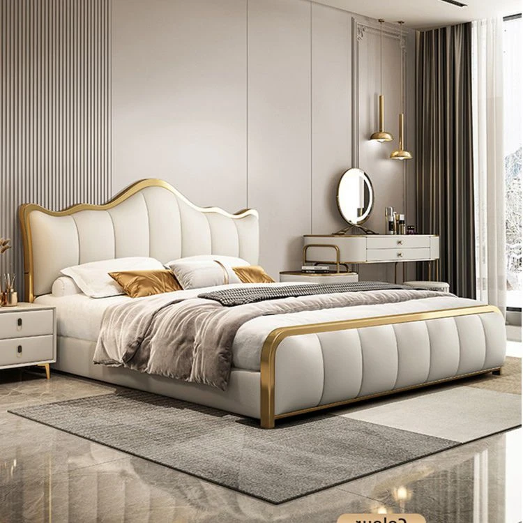 意式轻奢皮艺床主卧大床现代简约室双人床成人高端豪华软包结婚床
