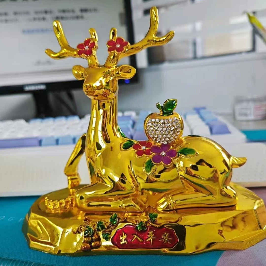 金属底苹果鹿汽车香水摆件出入平安汽车内饰用品