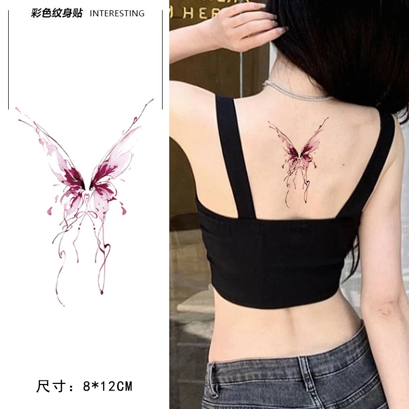 新款高颜值小红书爆款贴纸可洗学生款辣妹性感腰部蝴蝶彩色纹身贴