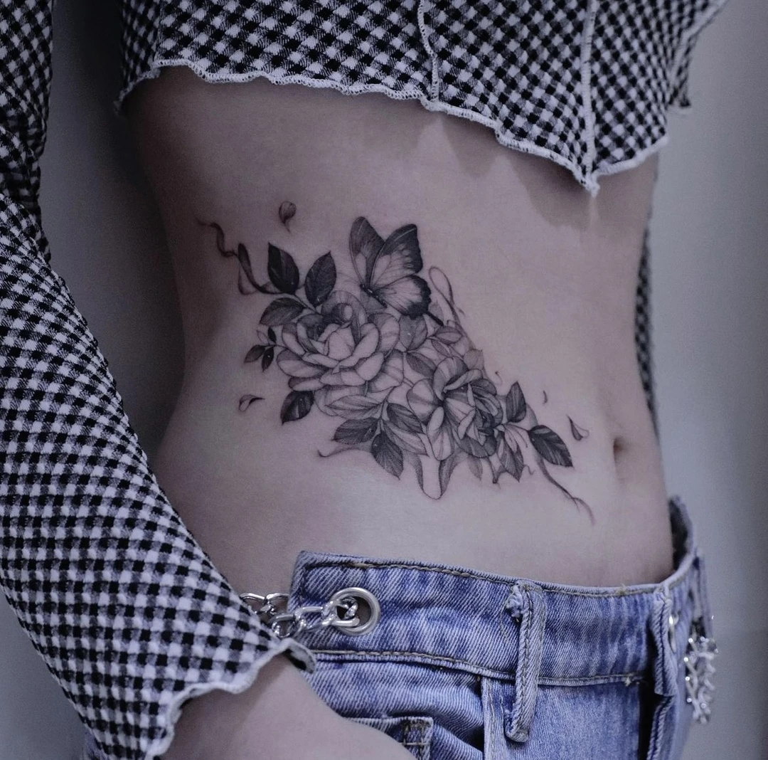 素花纹身贴草本半永久辣妹甜酷防水持久逼真花臂高颜值防汗遮疤潮