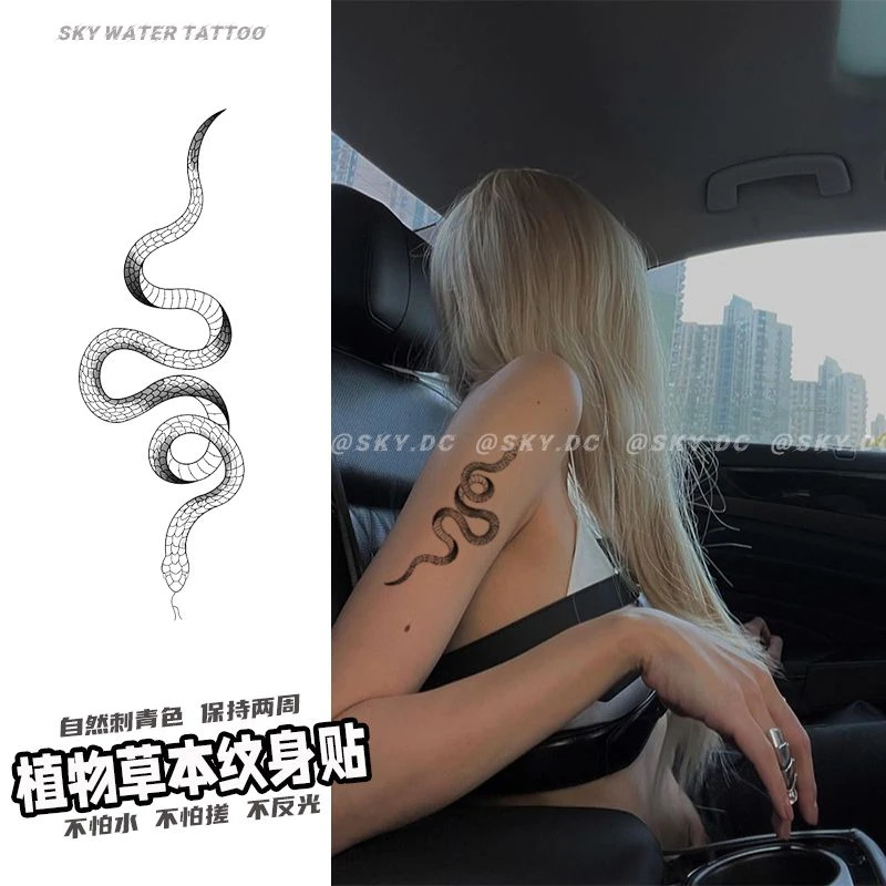 腾蛇草本果汁纹身贴 ins辣妹小众个性高级防水持久逼真刺青色贴纸